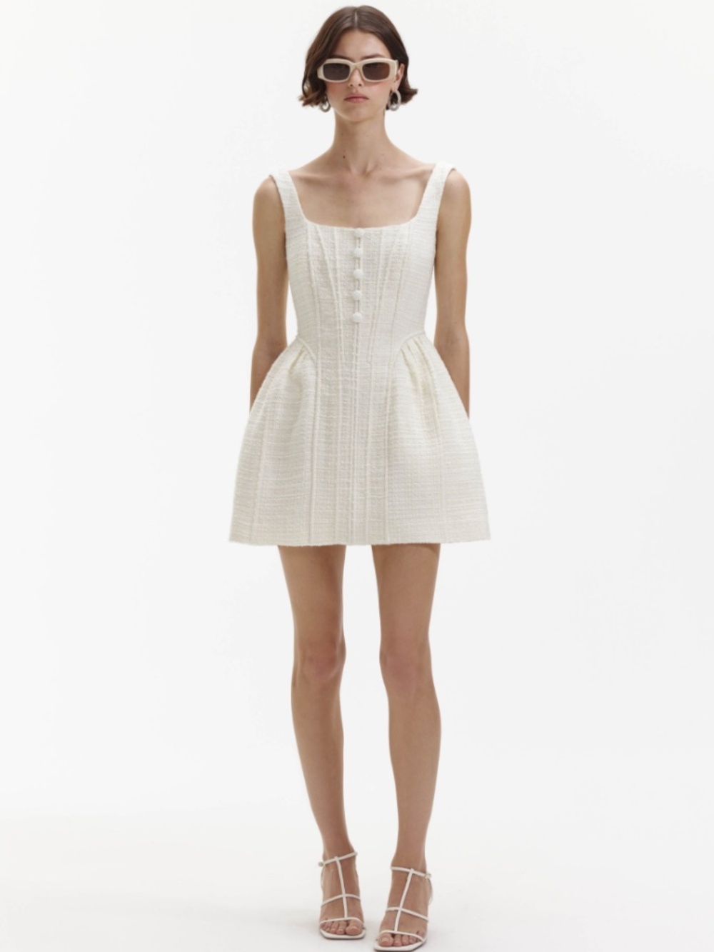 SELF PORTRAIT NWOT Tweed Cream Dress Size 0 - Picture 2 of 4